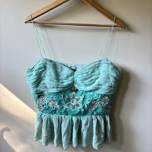 Muse Teal Silk Flowy Top